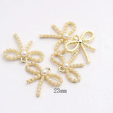 Zinc Alloy Inlaid Pearl Bow Charms 6pcs/lot for DIY Kids Jewelry Making