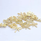 Zinc Alloy Inlaid Pearl Bow Charms 6pcs/lot for DIY Kids Jewelry Making