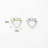 Zinc Alloy Heart Zircon Bowknot Pendant 6pcs for DIY Necklace Jewelry