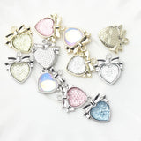Zinc Alloy Heart Zircon Bowknot Pendant 6pcs for DIY Necklace Jewelry