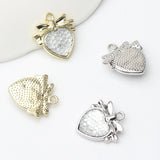 Zinc Alloy Heart Zircon Bowknot Pendant 6pcs for DIY Necklace Jewelry