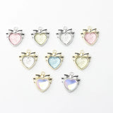 Zinc Alloy Heart Zircon Bowknot Pendant 6pcs for DIY Necklace Jewelry