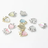 Zinc Alloy Heart Zircon Bowknot Pendant 6pcs for DIY Necklace Jewelry