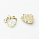 Zinc Alloy Heart Zircon Bowknot Pendant 6pcs for DIY Necklace Jewelry