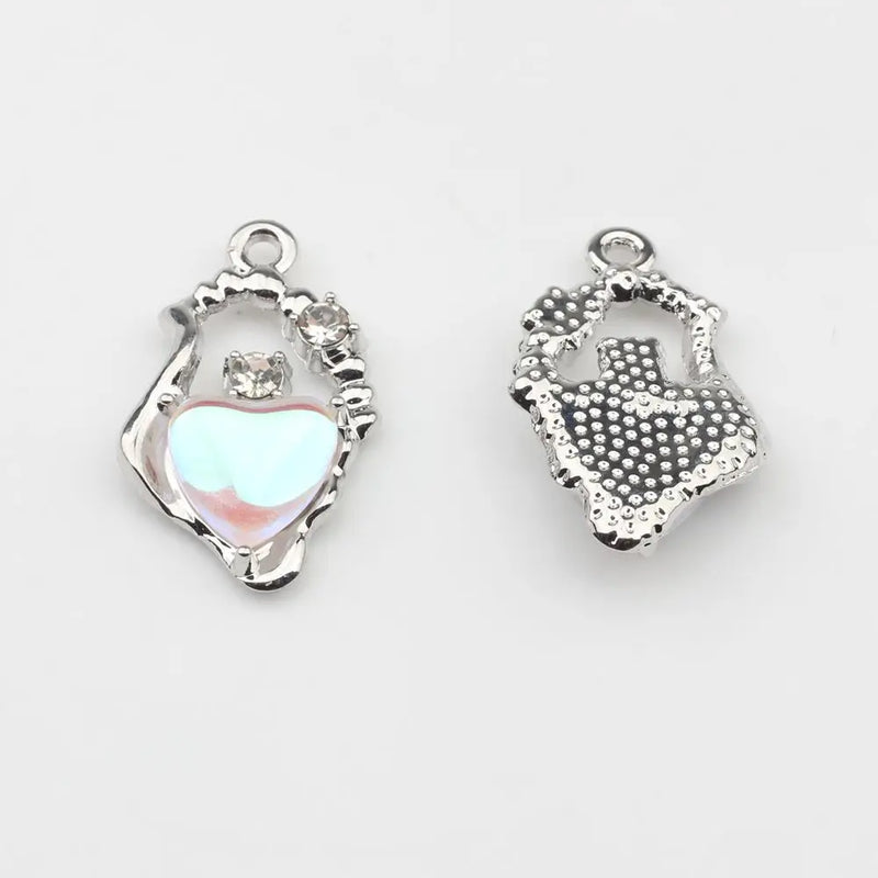 Heart Zircon Charm Pendant for DIY Necklace Making