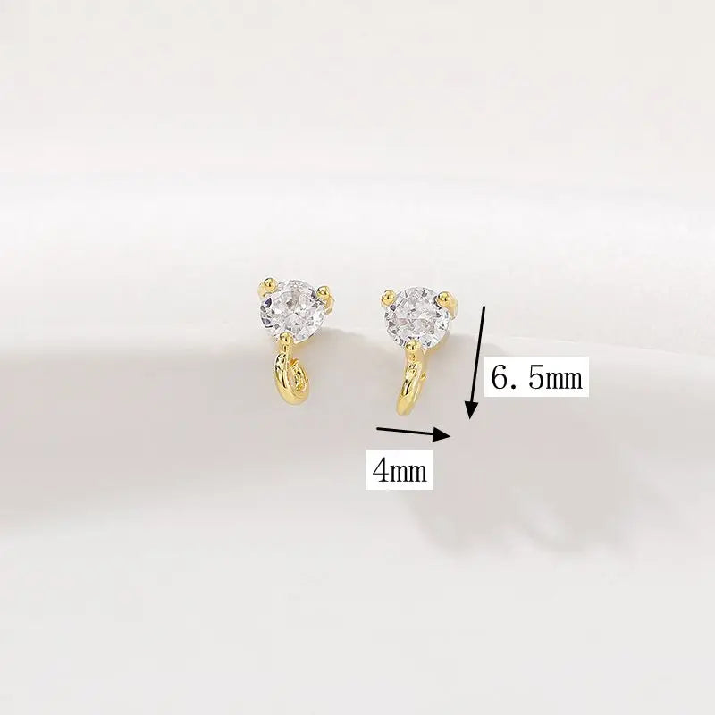 Zinc Alloy Zircon Ear Needle 2pcs/lot For DIY Necklace Making