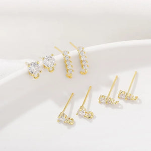 Zinc Alloy Zircon Ear Needle 2pcs/lot For DIY Necklace Making
