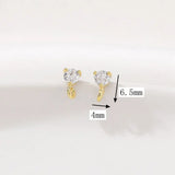 Zinc Alloy Zircon Ear Needle 2pcs/lot For DIY Necklace Making