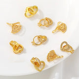 Zinc Alloy Ginkgo Leaf Heart Ring Charms 2pcs DIY Necklace