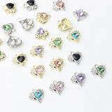 Zinc Alloy Zircon Heart Dainty Charms 6pcs/lot DIY Jewelry Making