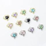 Zinc Alloy Zircon Heart Dainty Charms 6pcs/lot DIY Jewelry Making