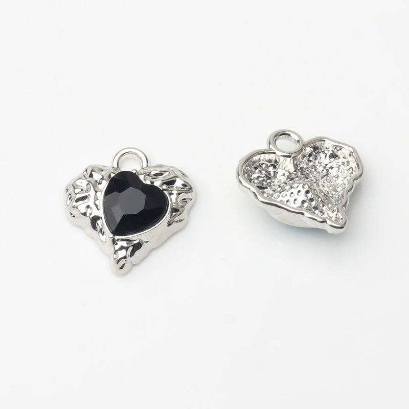 Zinc Alloy Zircon Heart Dainty Charms 6pcs/lot DIY Jewelry Making