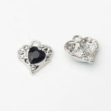 Zinc Alloy Zircon Heart Dainty Charms 6pcs/lot DIY Jewelry Making