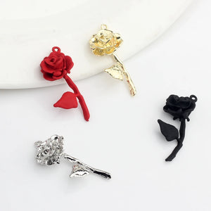 Zinc Alloy Metal Rose Flowers Charms Pendant 6pcs/lot DIY Earrings Jewelry