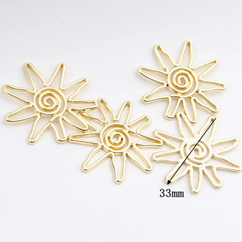 6pcs Sun Shape Zinc Alloy Metal Charms for DIY Jewelry Making