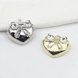 Crystal Zircon Heart Bow Tie Pendant Charms 6pcs/lot DIY Jewelry Making