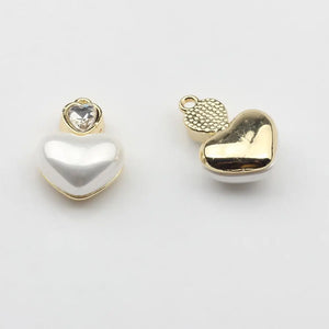 Pearl Heart Pendant Charms 6pcs/lot For DIY Jewelry Making