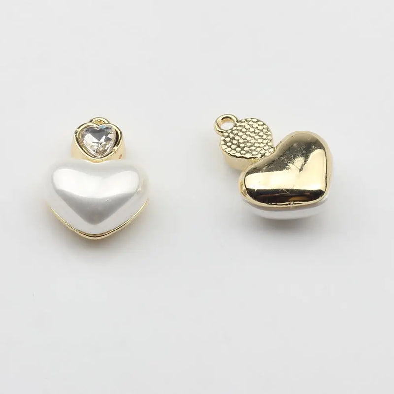 Pearl Heart Pendant Charms 6pcs/lot For DIY Jewelry Making