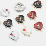 Heart Enamel Rose Flower Charms Lot DIY Jewelry Making Finding