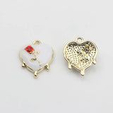 Heart Enamel Rose Flower Charms Lot DIY Jewelry Making Finding