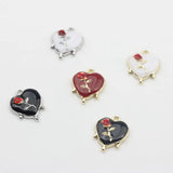 Heart Enamel Rose Flower Charms Lot DIY Jewelry Making Finding