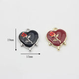 Heart Enamel Rose Flower Charms Lot DIY Jewelry Making Finding