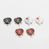 Heart Enamel Rose Flower Charms Lot DIY Jewelry Making Finding