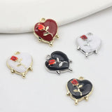 Heart Enamel Rose Flower Charms Lot DIY Jewelry Making Finding