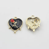 Heart Enamel Rose Flower Charms Lot DIY Jewelry Making Finding