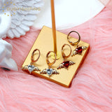 10Pcs Mini Crystal Heart Wing Charms Silver Devil Heart DIY Earrings Accessories