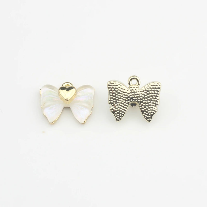 6pcs Zinc Alloy Mini Resin Bow-knot Charms for DIY Earrings