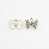 6pcs Zinc Alloy Mini Resin Bow-knot Charms for DIY Earrings