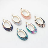 Zinc Alloy Resin Geometric Ellipse Charms 19*33mm 6pcs