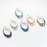Zinc Alloy Resin Geometric Ellipse Charms 19*33mm 6pcs