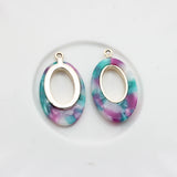 Zinc Alloy Resin Geometric Ellipse Charms 19*33mm 6pcs