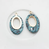 Zinc Alloy Resin Geometric Ellipse Charms 19*33mm 6pcs