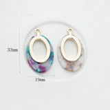 Zinc Alloy Resin Geometric Ellipse Charms 19*33mm 6pcs