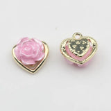Zinc Alloy Resin Rose Flower Heart Charms 10pcs/lot DIY Jewelry Making