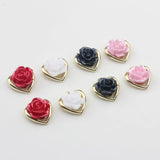 Zinc Alloy Resin Rose Flower Heart Charms 10pcs/lot DIY Jewelry Making