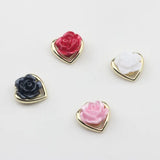 Zinc Alloy Resin Rose Flower Heart Charms 10pcs/lot DIY Jewelry Making