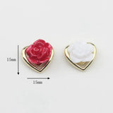 Zinc Alloy Resin Rose Flower Heart Charms 10pcs/lot DIY Jewelry Making