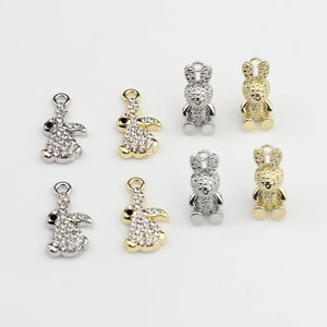 Retro Rabbit Charms Pendant 6pcs for DIY Jewelry Making