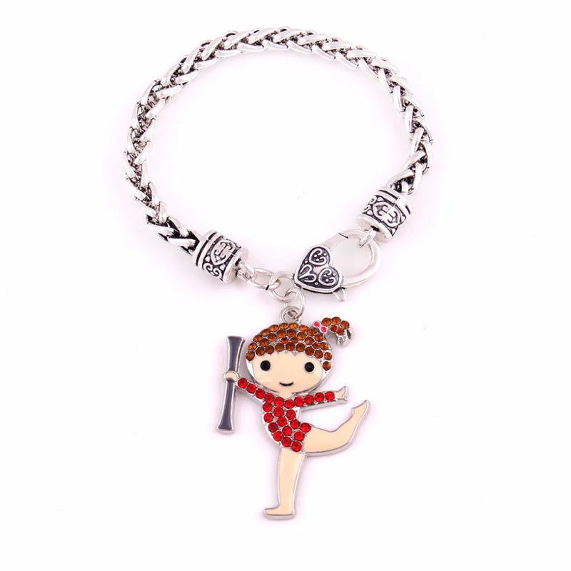 Crystal Cheerleader Cheer Girl Pendant Bracelet