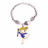 Crystal Cheerleader Cheer Girl Pendant Bracelet
