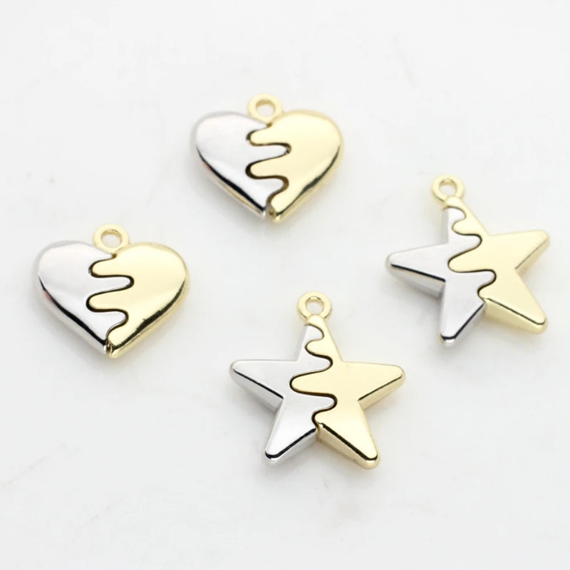 Heart Stars Charms Pendant 10pcs/lot DIY Jewelry Making Earrings Accessories