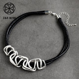 Zinc Alloy Women's Neck Chokers Cowhide Chain Necklaces