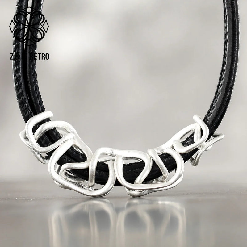 Zinc Alloy Women's Neck Chokers Cowhide Chain Necklaces