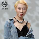 Zinc Alloy Women's Neck Chokers Cowhide Chain Necklaces