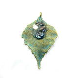 Zinc Alloy Natural Stone Pendant Jewelry DIY Necklace Leaf Charms