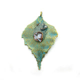 Zinc Alloy Natural Stone Pendant Jewelry DIY Necklace Leaf Charms